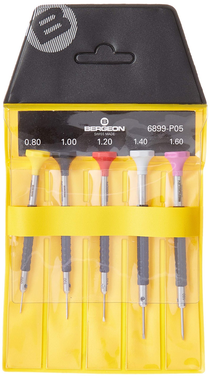 Bergeon 6899-P05 Set of 5 Watchmakers Ergonomic Screwdrivers Swiss Tools